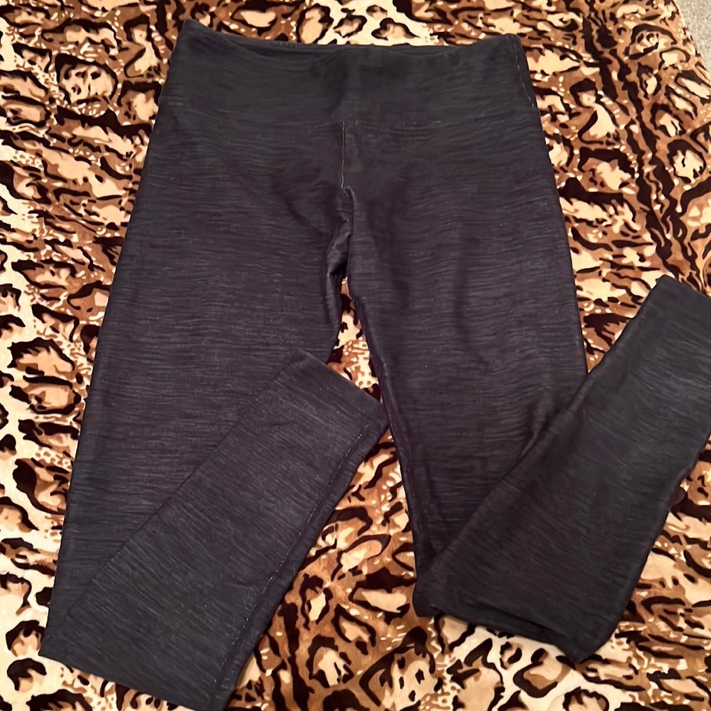 Heathered, black and gray almost Jean like Material Lululemon leggings like new